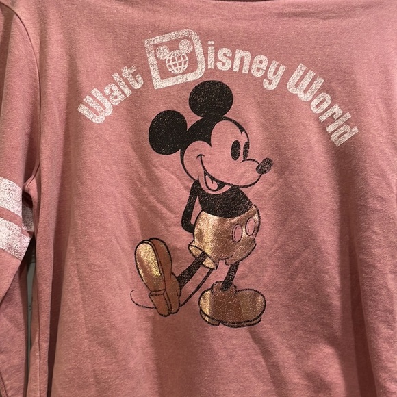 NWT! Disney Parks Walt Disney World Rose Gold Mickey Mouse Crop Sweatshirt XS - Picture 4 of 7